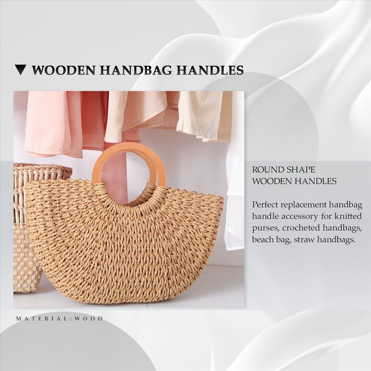 4 manici rotondi in legno di r - Handbags recensione e prezzo
