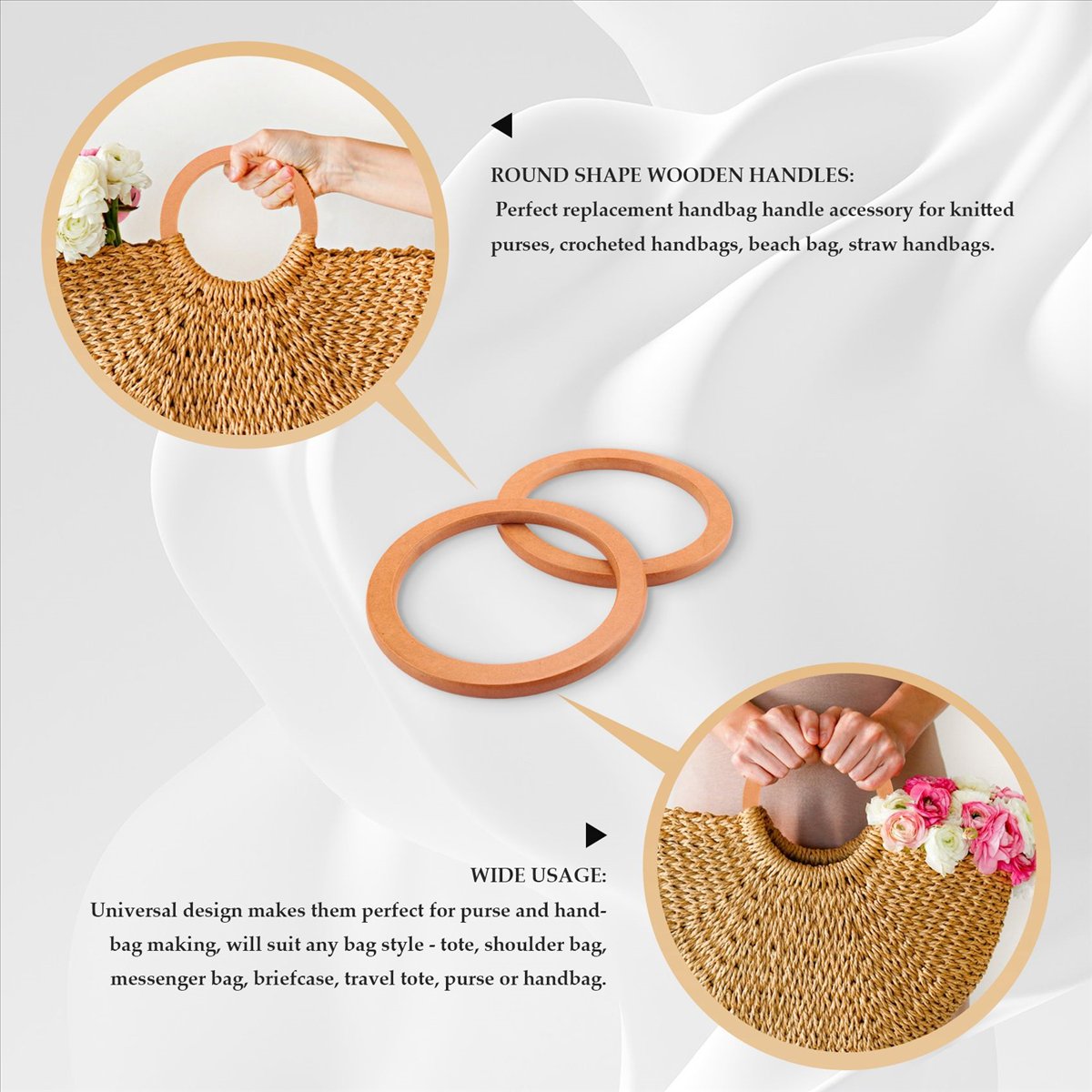 4 manici rotondi in legno di r - Handbags recensione e prezzo